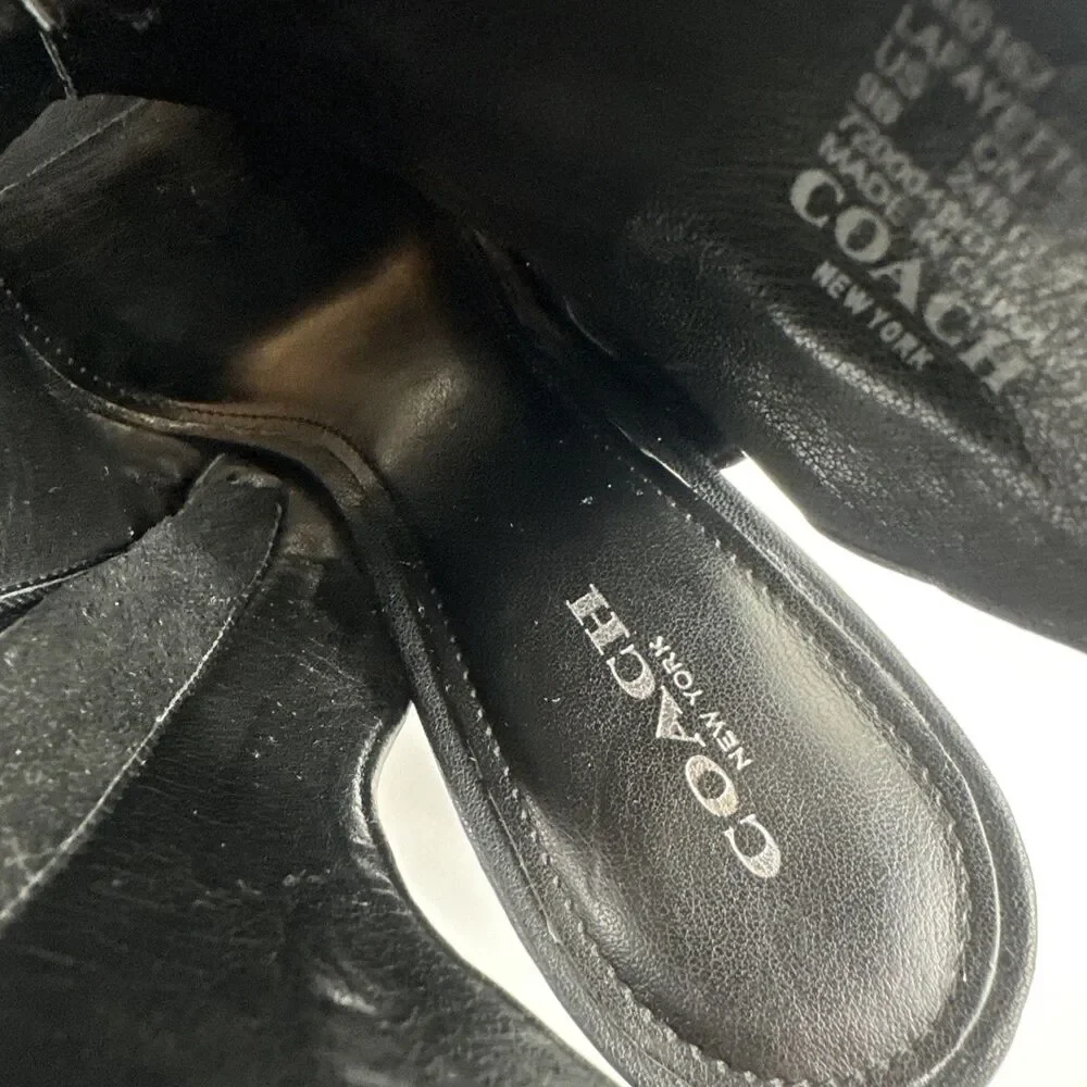 Coach Lafayette Heels Black Soft Leather Zip Peep Toe Slingback Sandal Bootie 9
